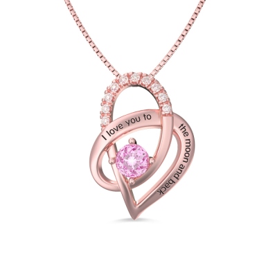 I Love You To The Moon and Back Heart Necklace In Rose Gold