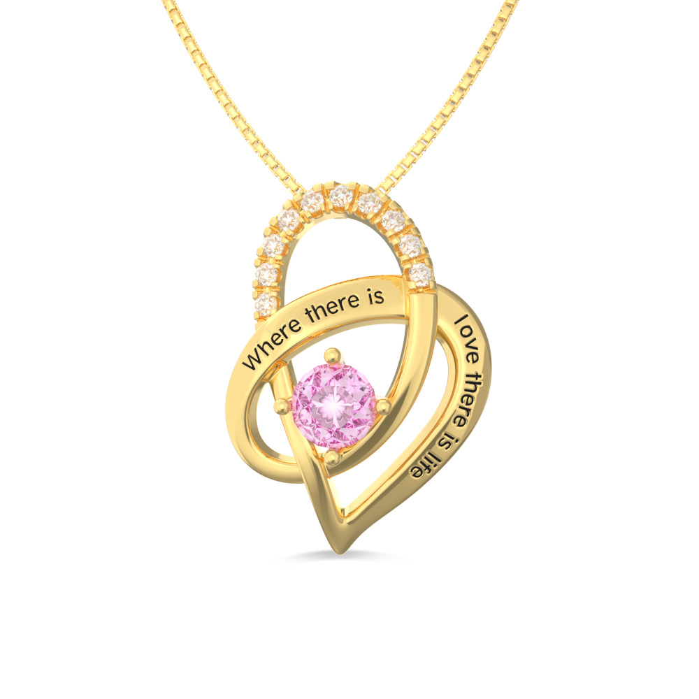 Personalized Heart Necklace With Birthstone