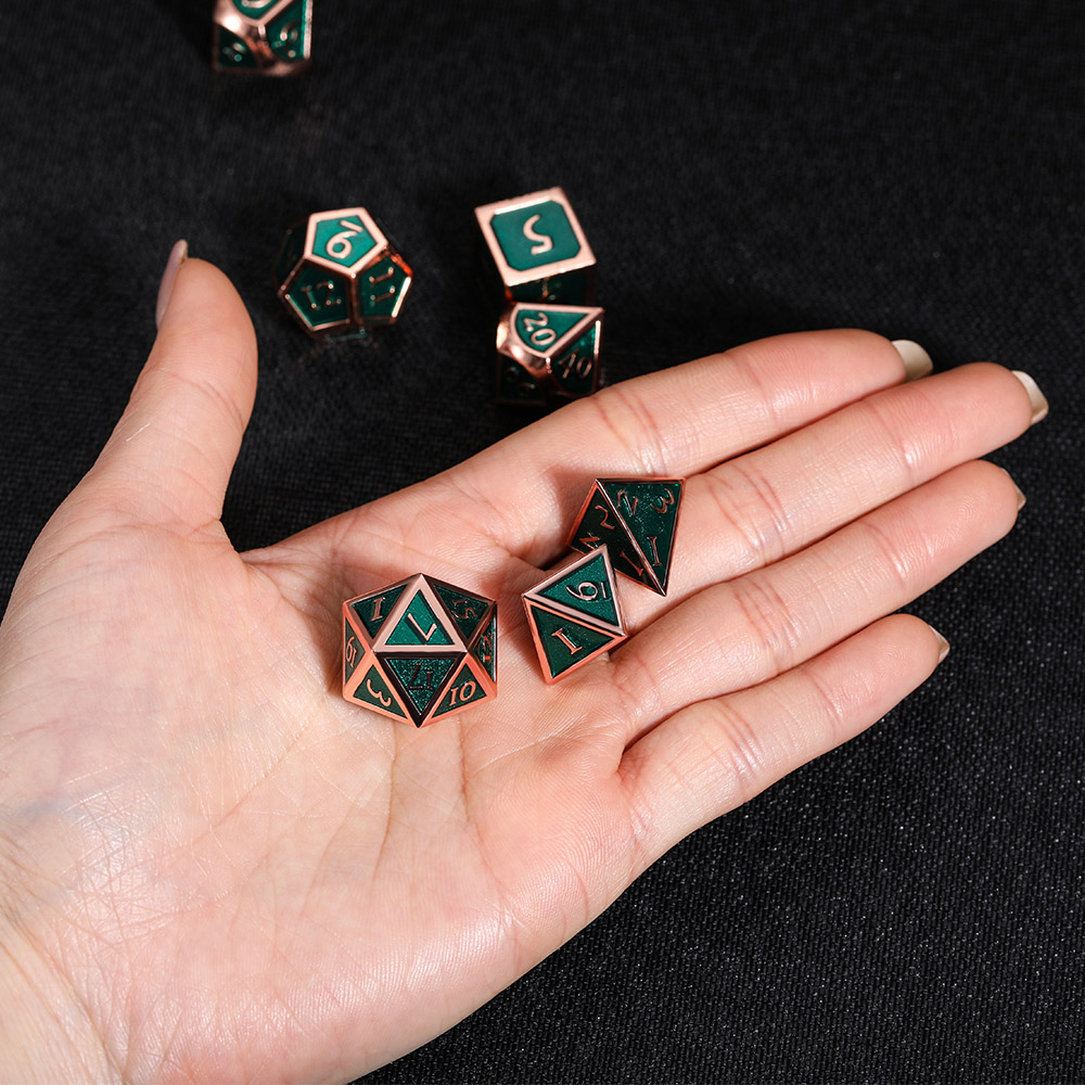 Dark Green Metal Dice Set