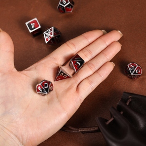 Black and Red Metal Dice Set for DND Gamers