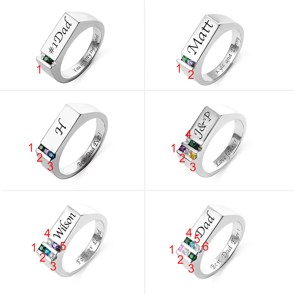 Personalized Birthstone Men's Ring Family Ring