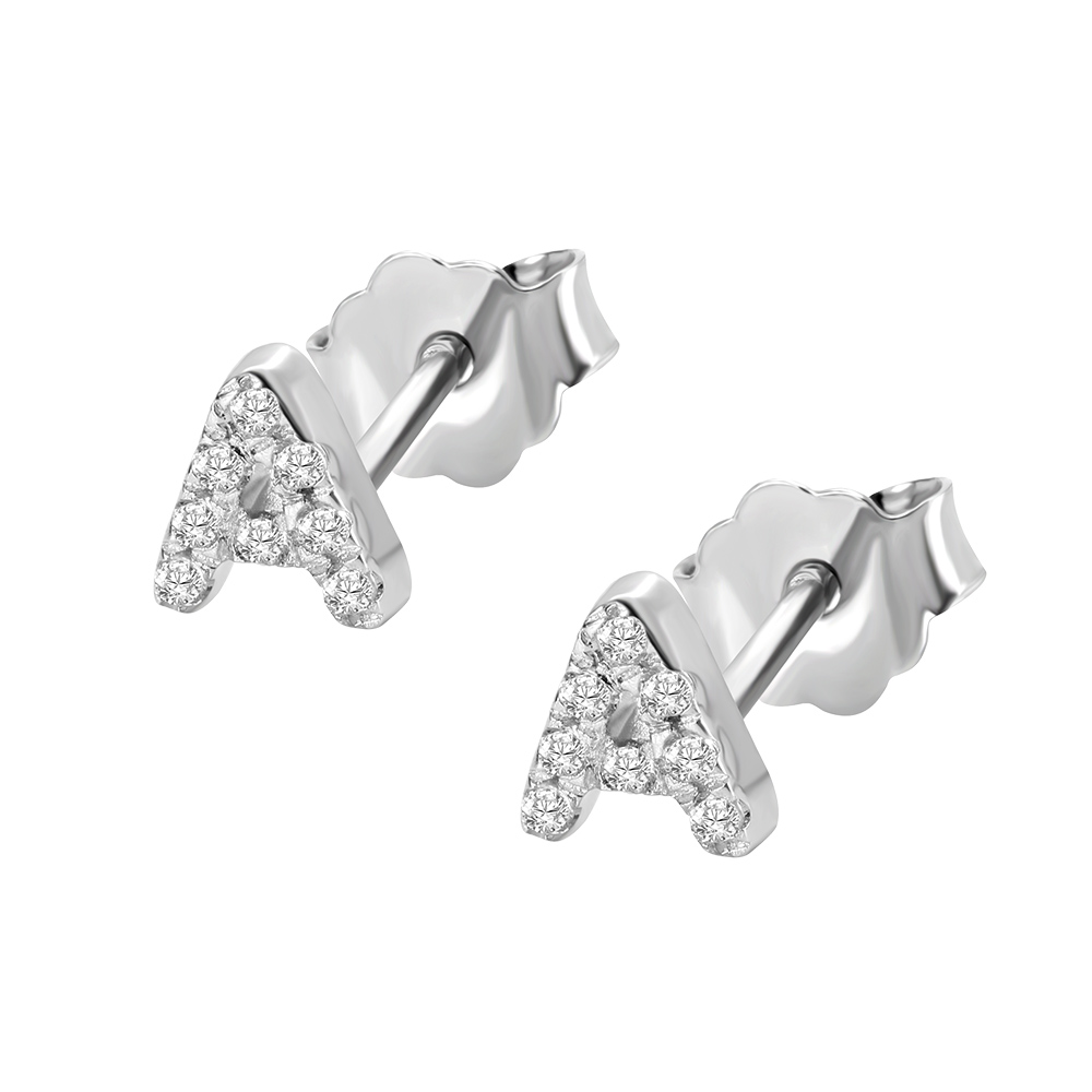 PAVOI Orecchini A Perno Con Iniziale In Argento 925 E Zirconia Cubica – Borchie Lettera Fashion Per Donna