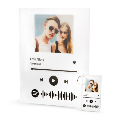 Customized Scannable Spotify Code Music Plaque with a Free Same Design Keychain