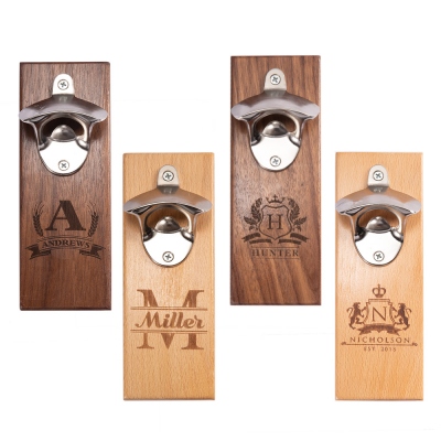 Personalized Wall Mounted Bottle Opener Gift For Him Man Cave Decor Groomsmen Cap Catcher Perfect For Bar