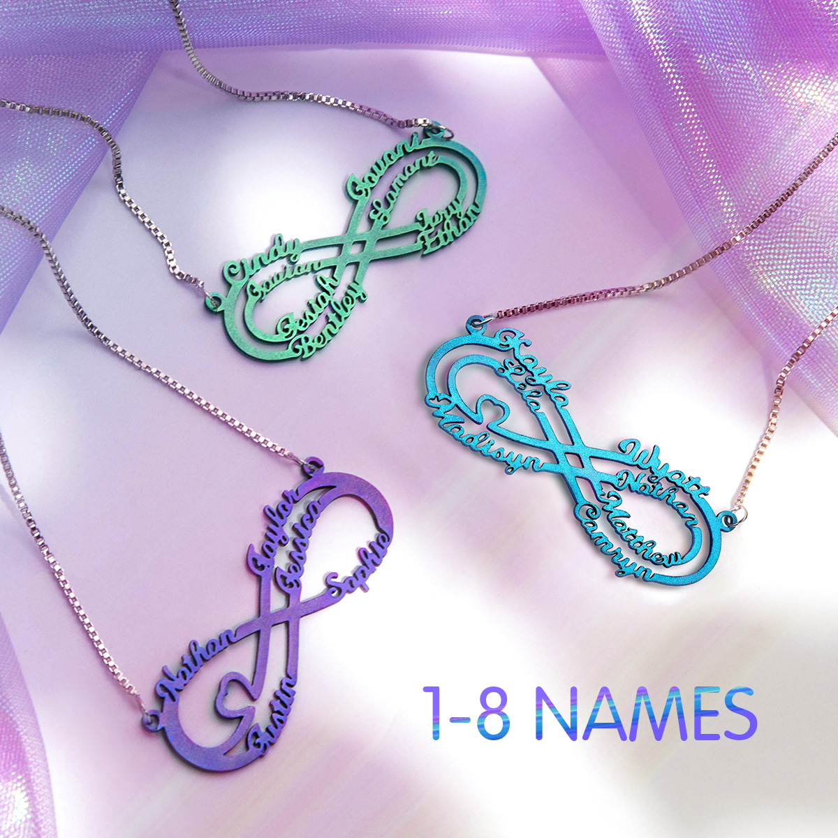Personalized Colorful Infinity Name Necklace
