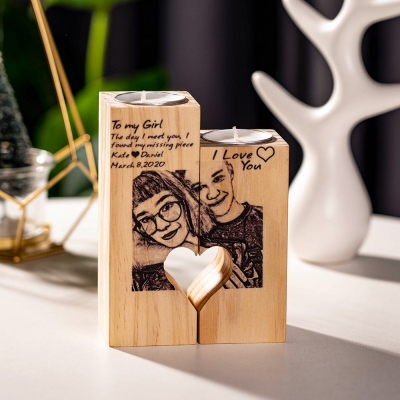Personalized Couple Photo Candlestick