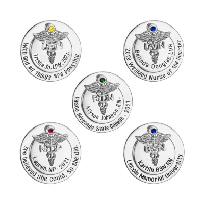 Personalized Nursing Pin for Pinning Ceremony with a Birthstone Nurse Gifts