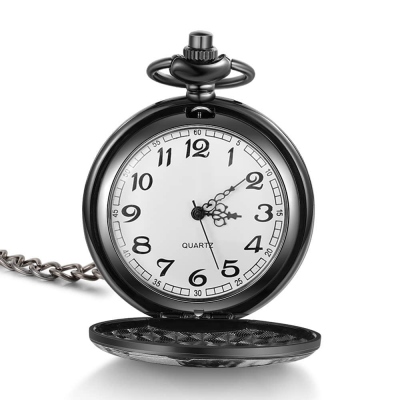 Personalized Photo Pocket Watch with Engraved Black Watch Father's Day Gifts