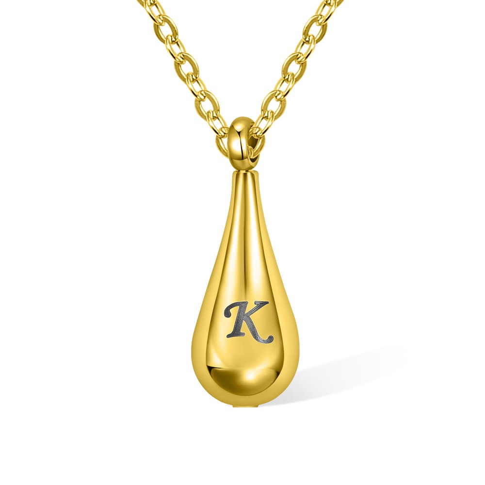 Custom Gold Tear Drop Cremation Urn Necklace, Tiny Teardrop Urn Necklace with Name for Ashes of Women/Pet Loss/Baby, Cremation Jewelry Memory Gift