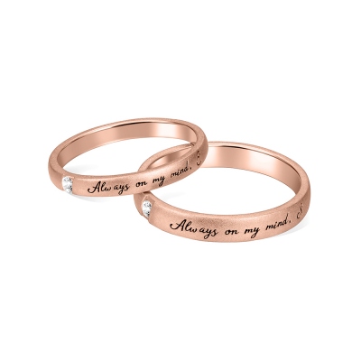 Personalized Letters Wedding Matching Rings Set of 2, His and Hers Couple Rings, Engraved Wedding Engagement Band Wedding Set Promise Ring