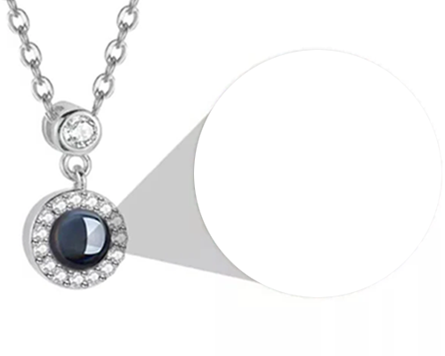 Collana Con Proiezione Di Foto Personalizzata In Argento - Ciondolo Cuore Con Immagine All'Interno - Regalo Donna, Mamma, Moglie, Fidanzata