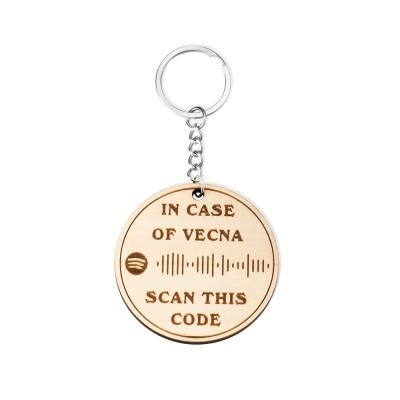 Custom Stranger Things 4 Keychain with Spotify Code, In Case of Vecna Wooden Keyring, Gift for Stranger Things Fans