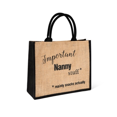 Important Nana Bag, Custom Name Nana Flax Shopping Bag, Funny Keepsake Shopping Tote, Mother's Day/Birthday/Christmas Gift for Mother/Grandma/Wife