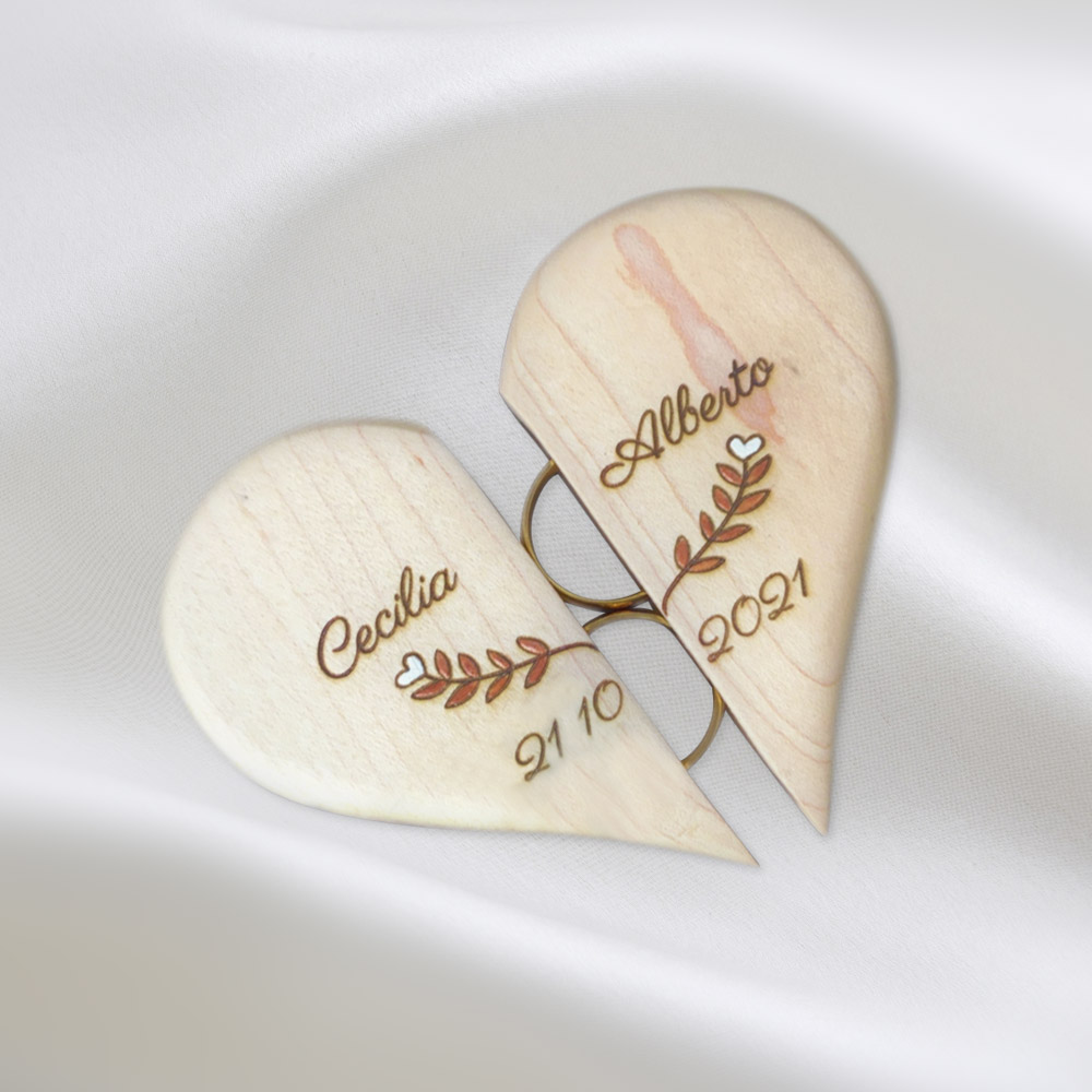 Personalized Wedding Ring Box with Wedding Gift, Wooden Heart
