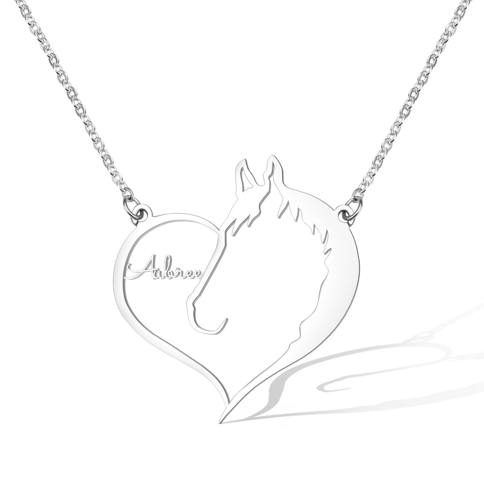 Custom Engraved Heart Horse/Heart Cat/Heart Dog/Horse Necklace, Heart Necklace, Teacher Gift, Minimalist, Bridesmaid Gift, Girlfriend Gift, Gift for Her, Gift for Girl