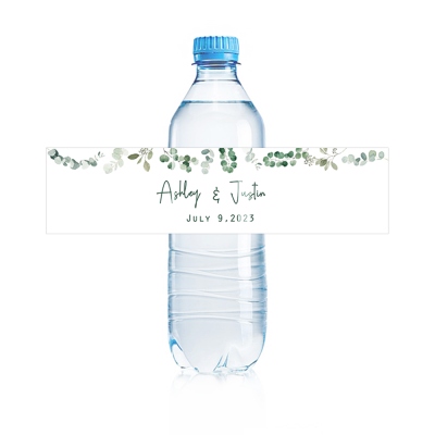Benutzerdefinierter Name und Datum, modernes grünes Hochzeits-Wasserflaschenetikett, Set mit 30 Stück, Hochzeits-Wasserflaschenetikett für Verlobung/Brautparty, Hochzeitsgeschenk