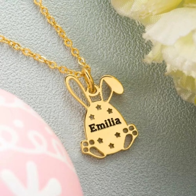 Customized Jewelry Easter Bunny Egg Name Necklace Easter Day Gift