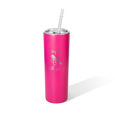 Personalized Barber Skinny Tumbler with Salon Sign, Custom Name 20oz Stainless Steel Tumbler, Professional Gift for Hairdresser/Hairstylist/Hairapist