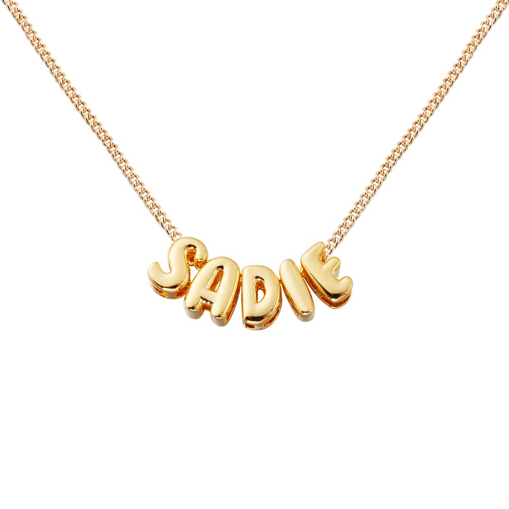 Collier personnalisé de nom de lettre 3D de bulle, collier initial de ballon chunky pour femme/fille, collier pendentif de lettre d’argent/or rose/or