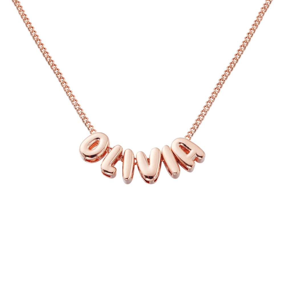 Personalized Bubble 3D Letter Name Necklace, Chunky Balloon Initial Necklace for Woman/Girl, Silver/Rose Gold/Gold Letter Pendant Necklace