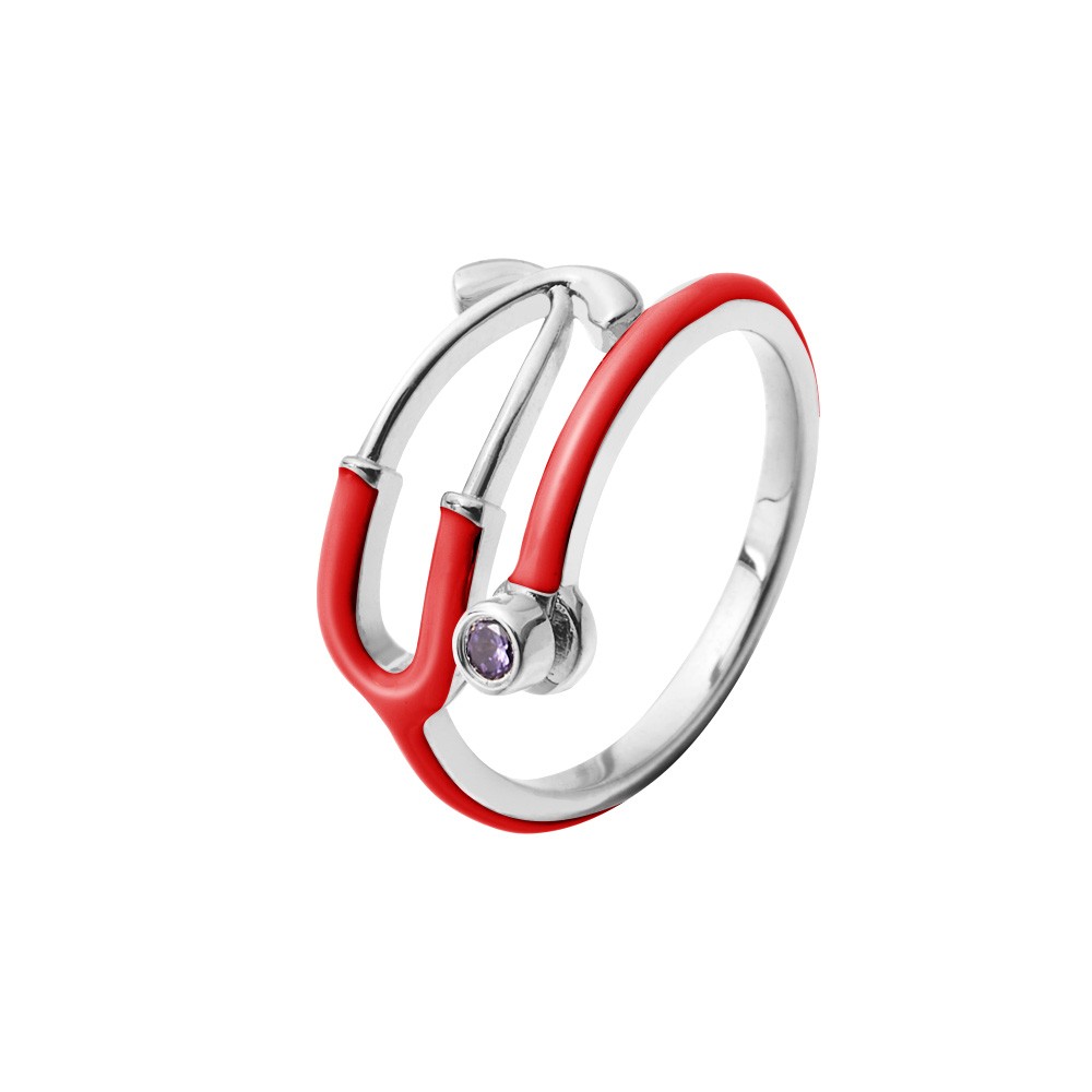 Anello stetoscopio personalizzato con pietra portafortuna, anello smaltato stetoscopio, gioielli da donna, regalo di laurea/compleanno per infermiere/dottore/studente di medicina