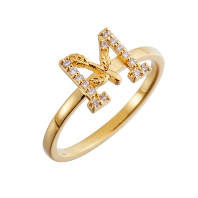 Anello iniziale personalizzato con foglie di Moissanite, anello di promessa con lettera in argento sterling 925, anello nuziale, regalo di San Valentino/anniversario/matrimonio per lei/coppia