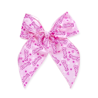 (Set of 2pcs)Personalized Coquette Bow with Name Pink Doll Style, Birthday Party Gift for Her