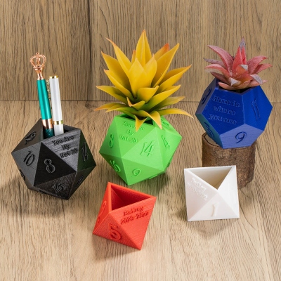 Dice Succulent Planter, Tabletop Decor 3D Printed Plant Pot, Indoors Planters, 3D Print Dice Planter, DND Pen Container, DND Gifts