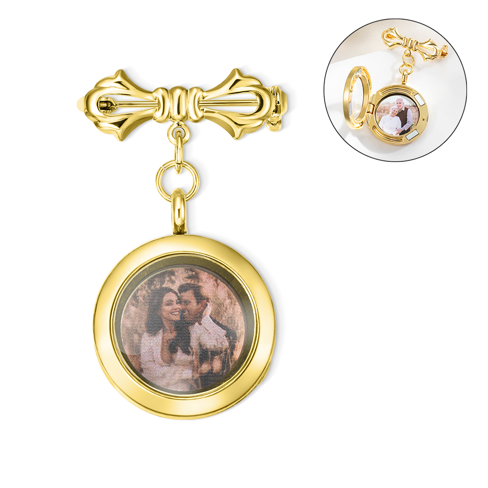Custom Photo Wedding Lapel Pin Picture Brooch For Groom Bridal 