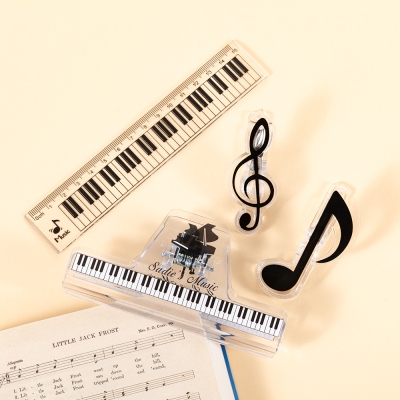 Custom Music Notation Sheet Holders & Ruler Set of 4, Music Book Clips Page Holders with Ruler, Music Accessories, Gifts for Musicians/Music Students