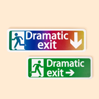 Colorful Dramatic Exit Sign, Wooden Wall Art for Studio/Home Decoration, Funny Party Hallway Favor, Gift for Drama Lover/Teenager/Friend