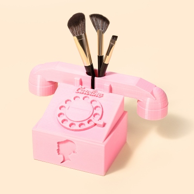 Porte-stylo personnalisé pour téléphone fixe couleur bonbon, porte-pinceau de maquillage de style poupée rose, décoration de bureau amusante, cadeau pour fille/femme/elle