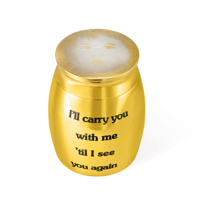 Custom Mini Urn for Human Ashes with Photo & Message, Cremation Jewelry Keepsake, Memorial Gift