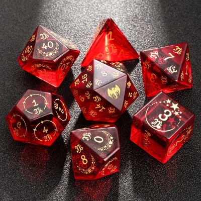 Custom Zodiac Sign Capricorn Red Garnet Dice Set