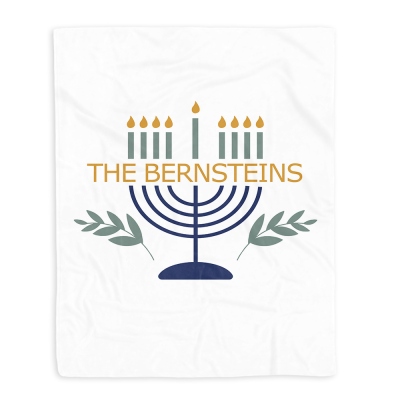 Personalized Hanukkah Spirit Menorah Blanket, Custom Name Hanukkah Throw Blanket, Hanukkah Home Decoration, Hanukkah Gift for Family/Friend/Her