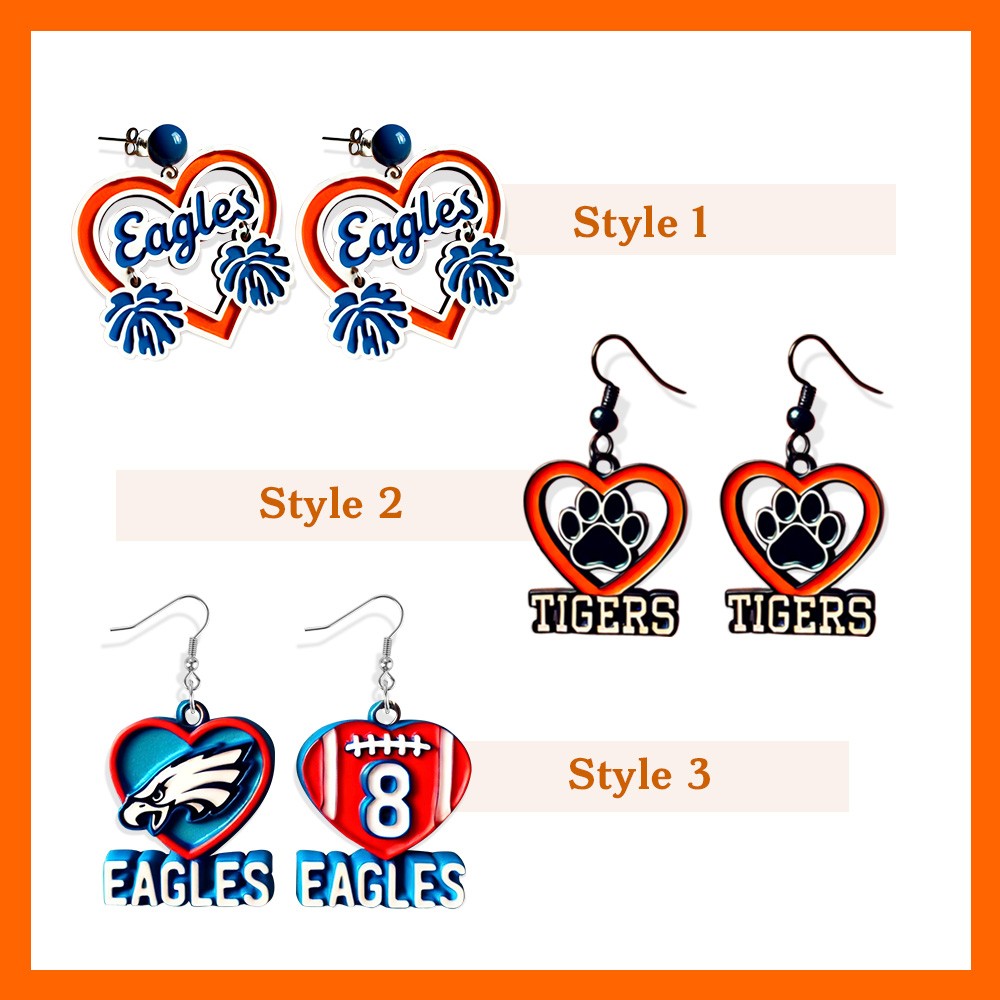 Custom Team Earrings, Personalized Name and Logo Dangle Jewelry for Game Day Fans