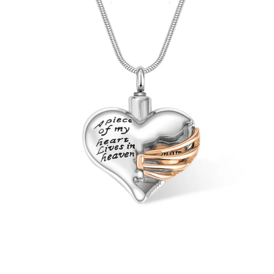 Custom Heart Cremation Urn Necklace with Text, Rib Cage Necklace for Ashes Cremation Jewelry Keepsakes Memorial Gift for Her