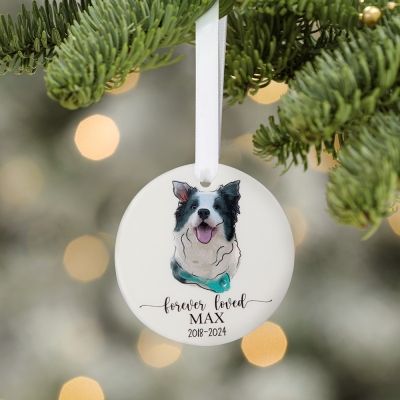 Personalized Pet Photo Christmas Ornament, Ceramic/Acrylic Pet Portrait Ornament, Festive Tree Hanging Decor 2024, Christmas Gift for Pet Lover/Owner