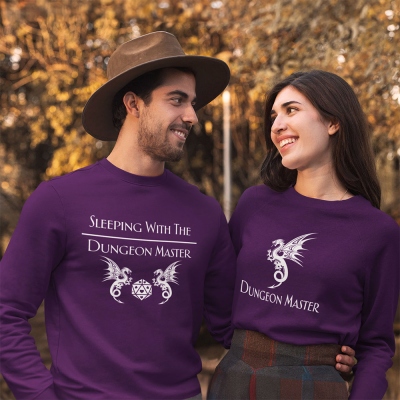 "Sleeping With The DM" and "DM" Couple Sweatshirt, Graphic Sweatshirt for Women, DND Sweatshirt for Men, Dragon Sweatshirt, Clothes Gifts, DND Gifts