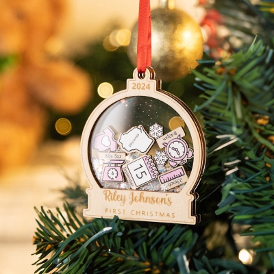 Personalized Baby's First Christmas Ornament 2024, Custom Christmas Gift for New Baby/Girl/Boy, New Home Ornament, 4D Shake Snowbabies Ornament