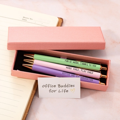 Customizable Inspirational Pen Gift Set,Engraved Positive Messages in 3 Elegant Colors