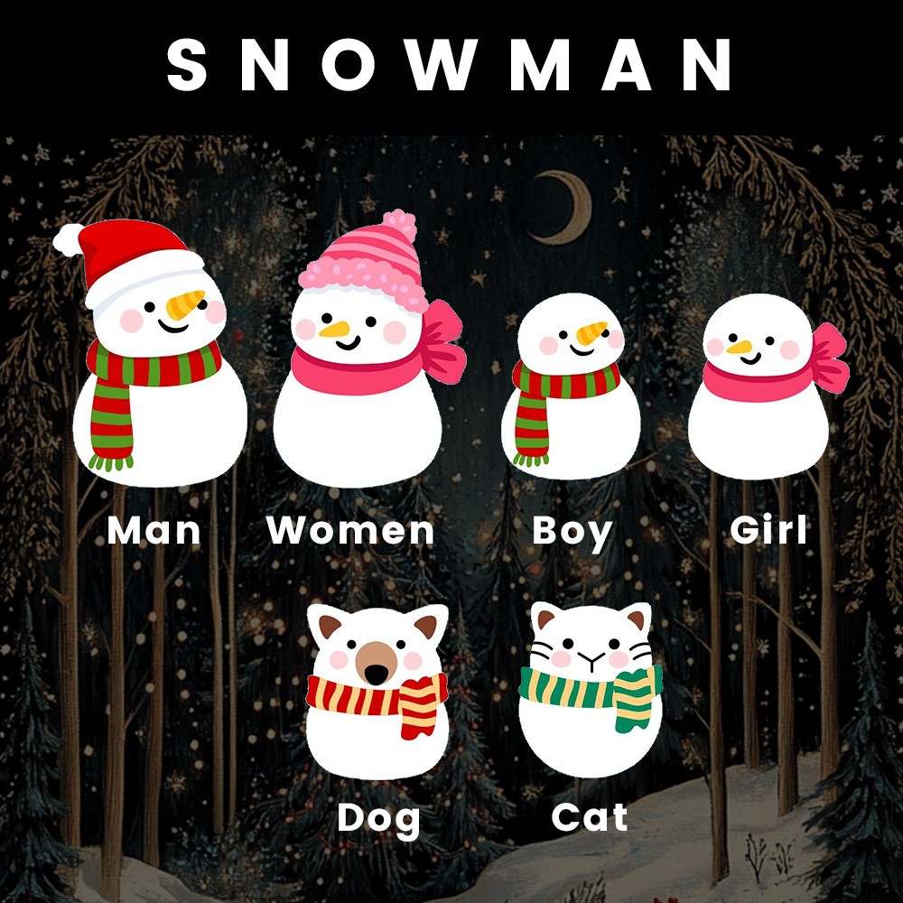 Personalized Snowman Name Christmas Shaker Ornament with Fairyland Background, Custom 4D Handmade Holiday Decoration, Unique Gift for Family