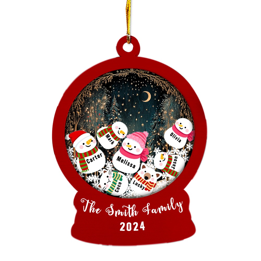 Personalized Snowman Name Christmas Shaker Ornament with Fairyland Background, Custom 4D Handmade Holiday Decoration, Unique Gift for Family