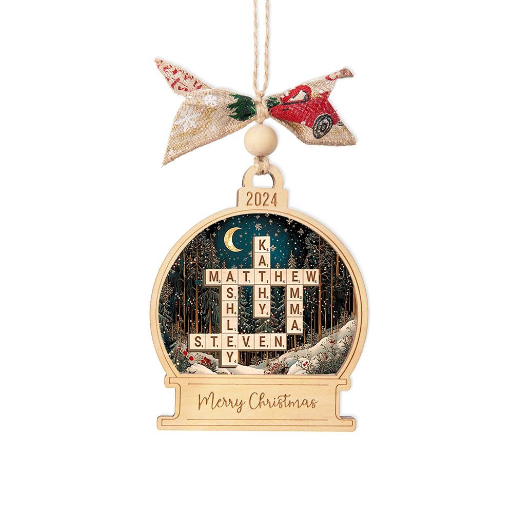 Personalized Family Name Scrabble Ornament with Fairyland Background, Custom Handmade Christmas Decoration, Unique Gift for Families