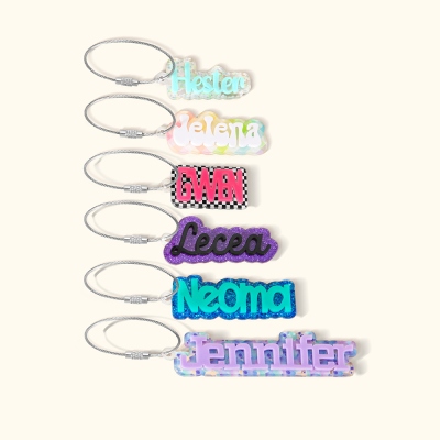 Personalized Name Keychain, Custom Acrylic 3D Name Keyring, School Bag Name Tag, Tumbler Name Charm, Birthday/Christmas Gift for Family/Friends/Kids