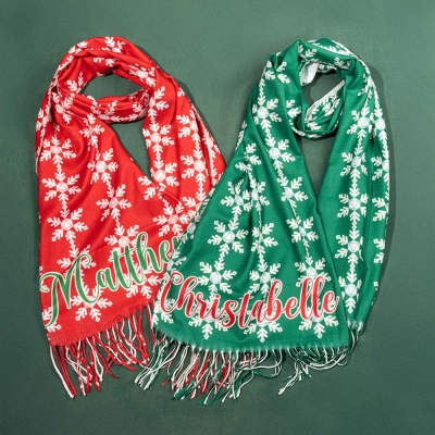 Christmas D20 Dice Snow Scarf Muffler, Christmas Scarf, Red Scarf, Green Scarf, Christmas Neck Scarf, DND Scarf, D20 Scarf, Dice Scarf, Christmas Gift