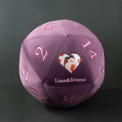 Personalized Upload Photo D20 Dice Velvet Throw Pillow, Custom Name Plush Velvet, D20 Dice Pillow, 20 Sided Dice Plush, Anniversary Gift, Wedding Gift
