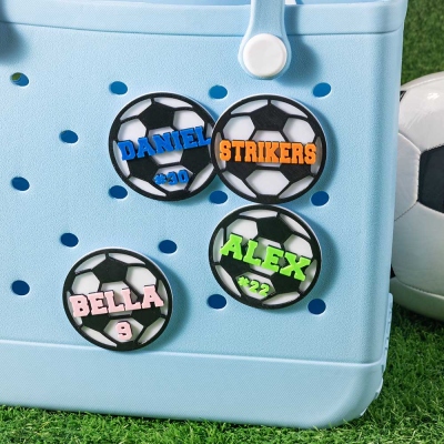 Personalized Soccer Shape Bag Charm with Name & Numbers, Bag Accessories, Birthday/Christmas/Appreciation Gift for Soccer Players/Coaches/Sports Lover