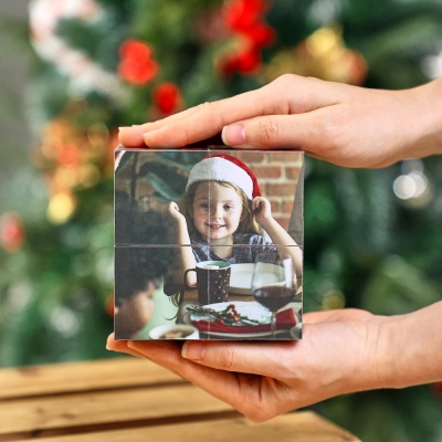 Infinity Photo Cube Custom Gift, Memory Christmas Photo Cube, Family Photo Cube, Folding Photo Cube, Birthday Gift for Her, Couple Gift Cube