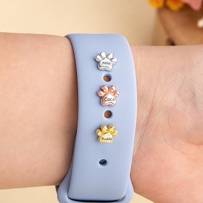 Personalized Name Bubble Pet Paw Print Watch Band Charm, Minimalist Dog Cat Paw Charm for Apple Watch, Sport Band Accessory, Gift for Pet Lovers